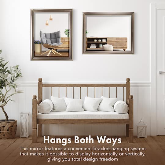 Head West 32" x 26" Oil Rubbed Antique Brushed Nickel Framed Wall Mirror